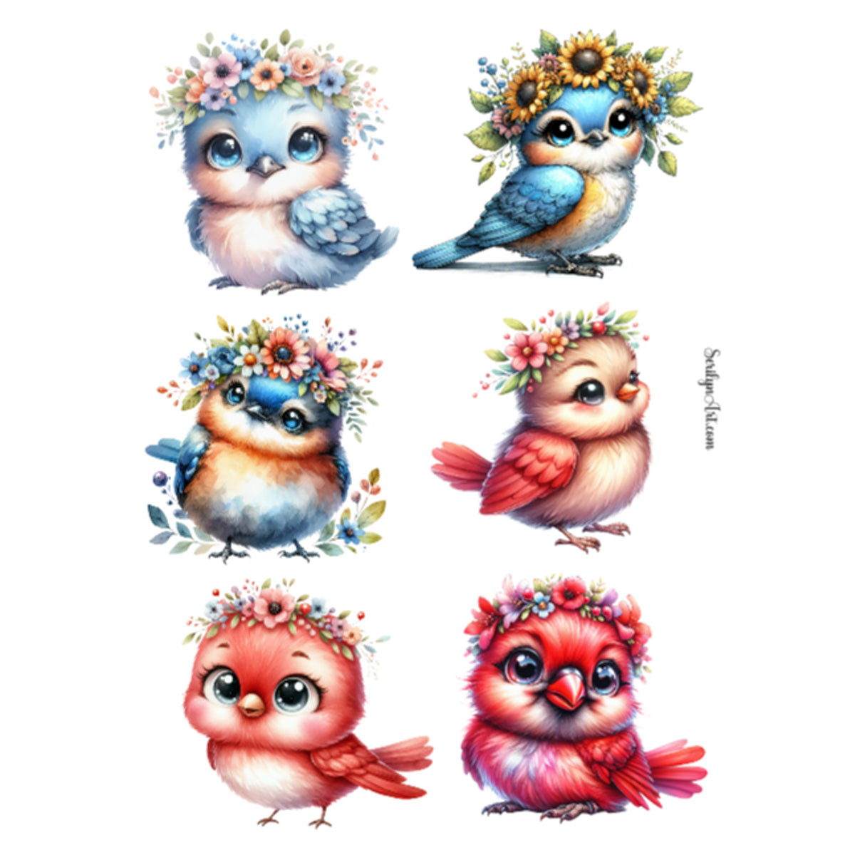 Bluebirds and Cardinals Sticker Sheet