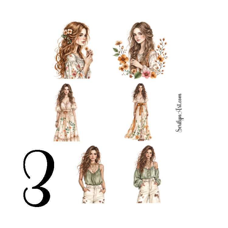 Bohemian Girls Sticker Sheet