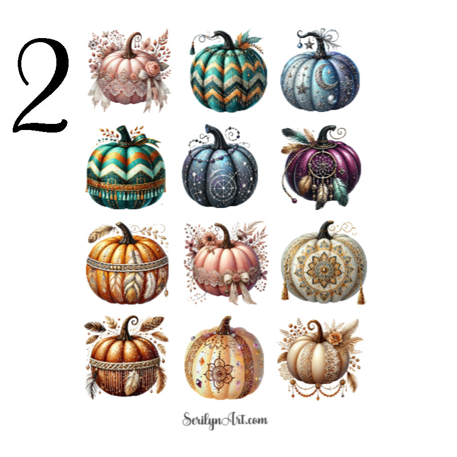 Boho Pumpkins Sticker Sheet