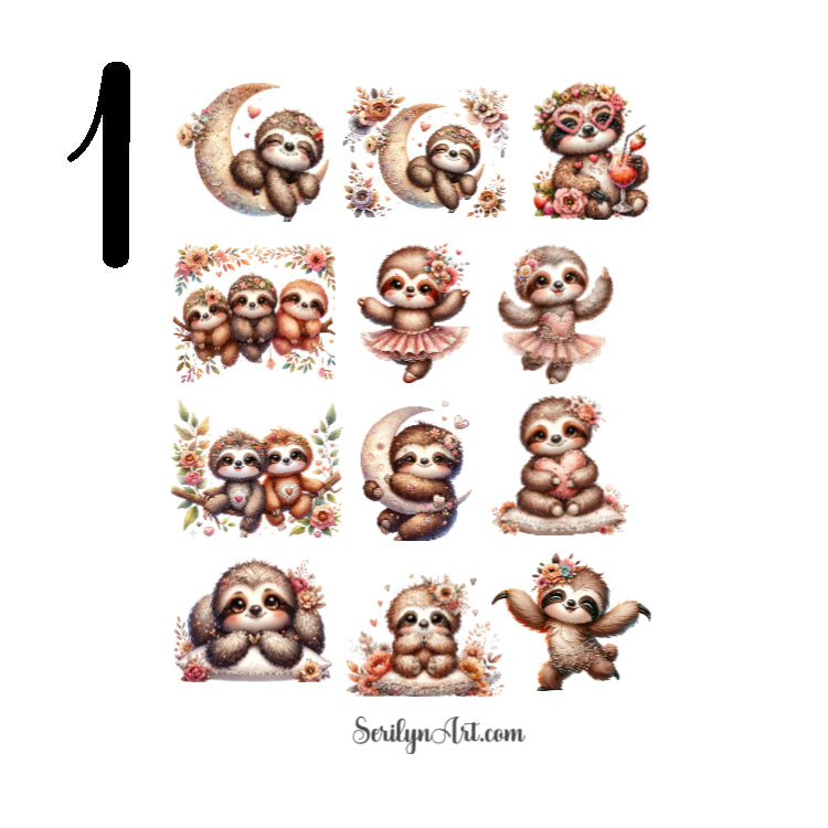 Boho Sloths Sticker Sheet