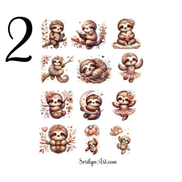 Boho Sloths Sticker Sheet