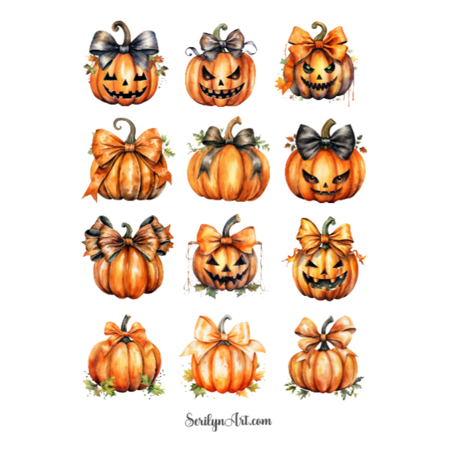Bow Pumpkins Sticker Sheet