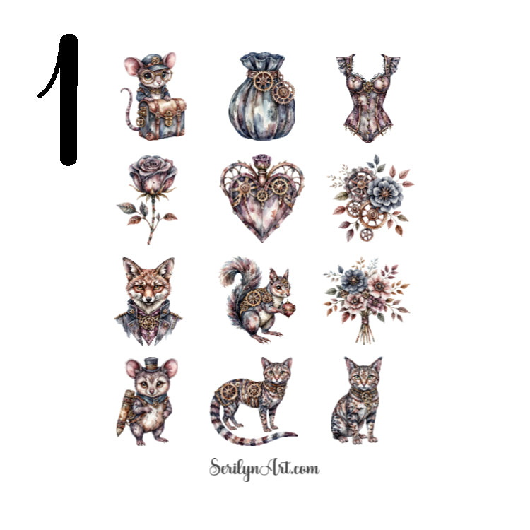 Brass Steampunk Sticker Sheet