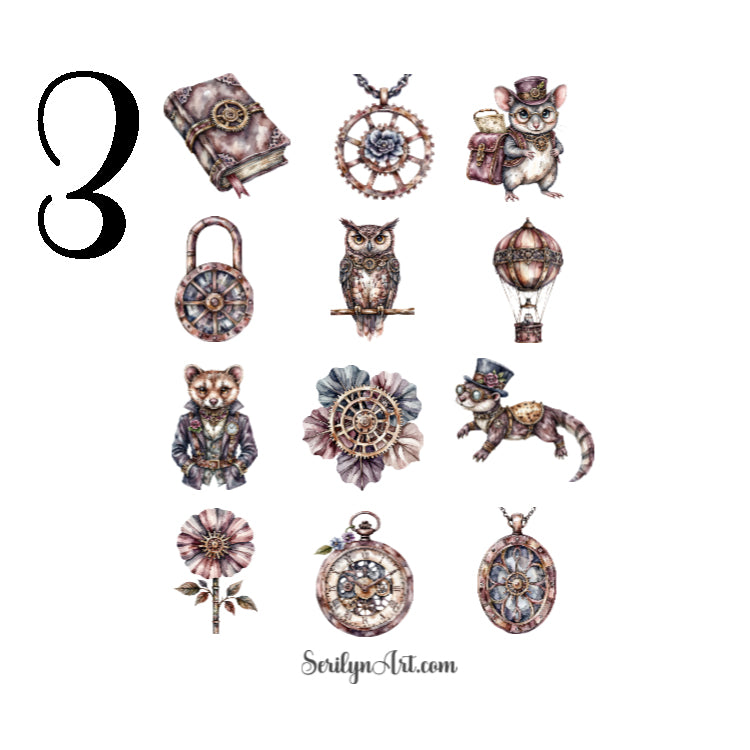 Brass Steampunk Sticker Sheet
