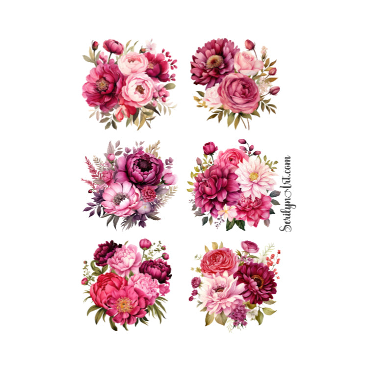 Bright Pink Florals Sticker Sheet