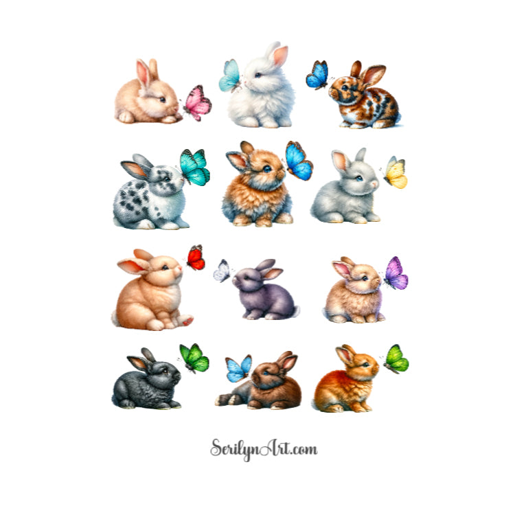 Bunnies and Butterflies Sticker Sheet