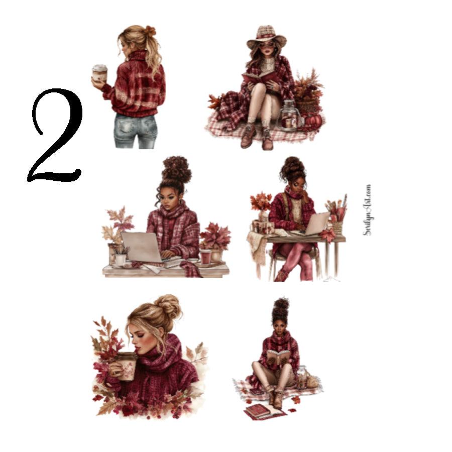 Burgundy Sweater Women Sticker Sheet