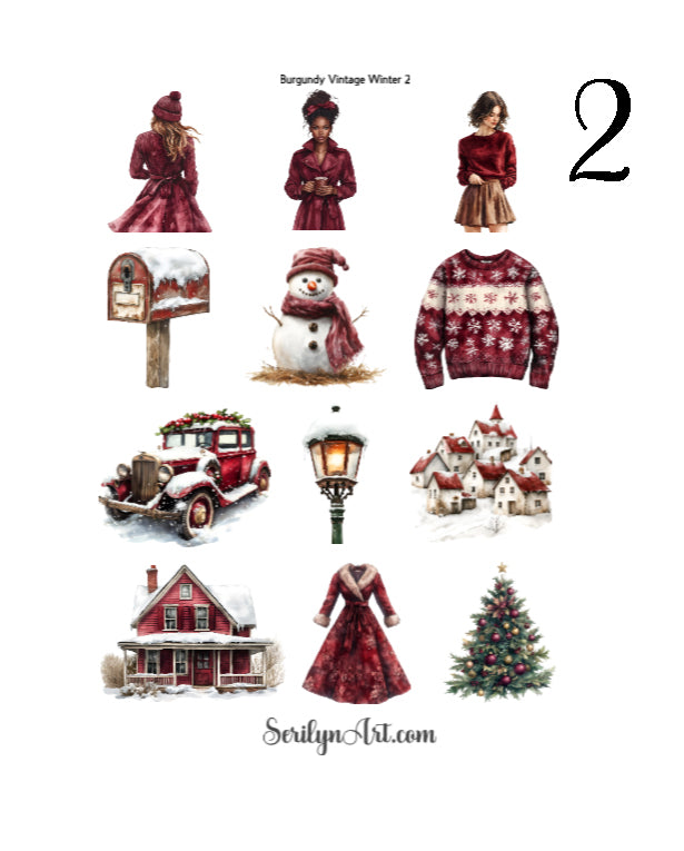 Burgundy Vintage Winter