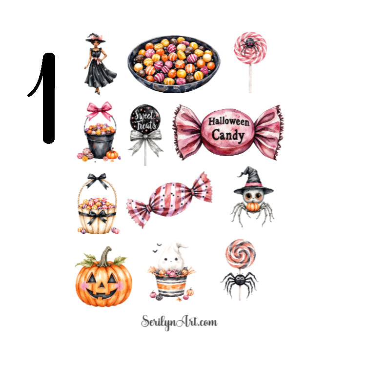 Candy and Spiders Sticker Sheet