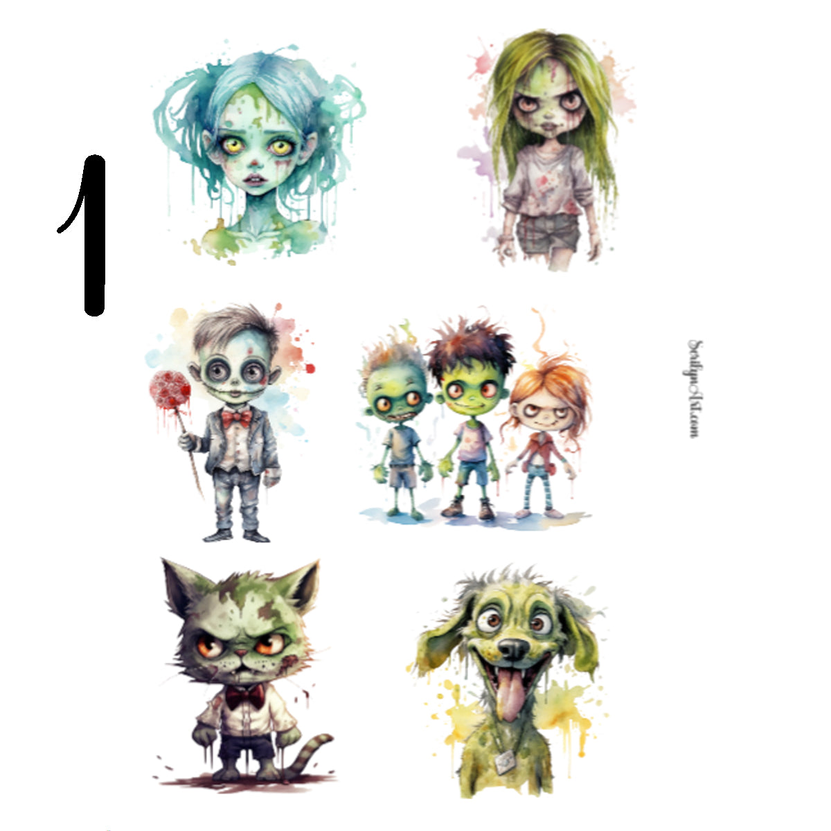 Cartoon Zombies Sticker Sheet