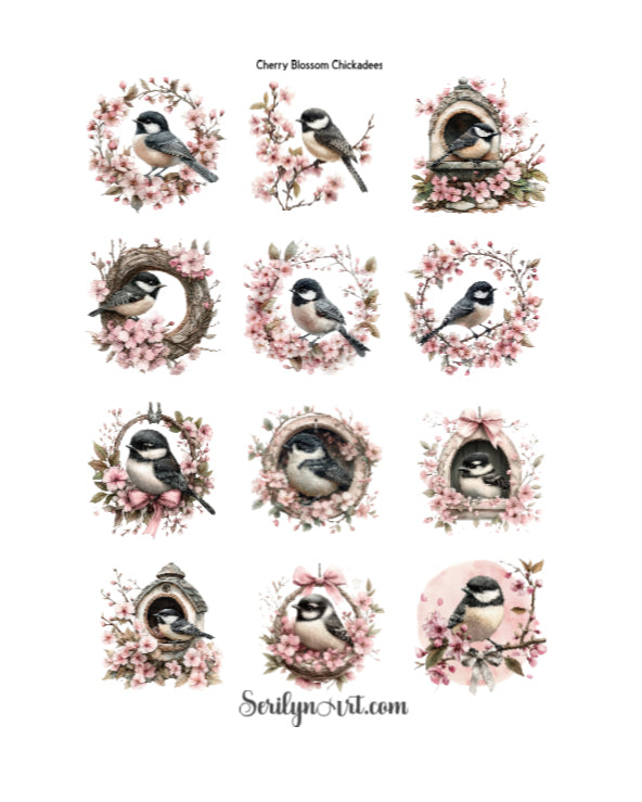 Cherry Blossom Chickadees