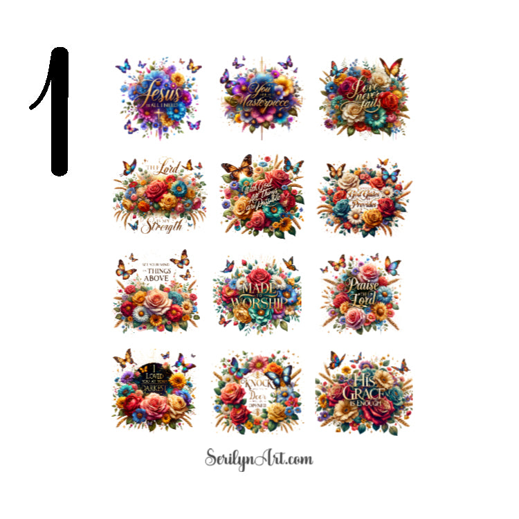 Christian Floral Sticker Sheet