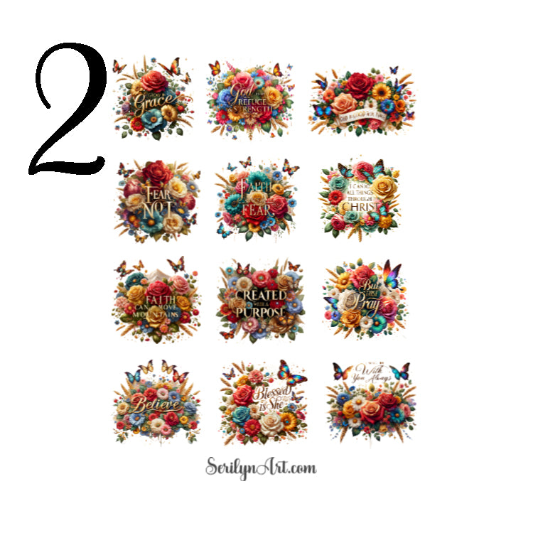 Christian Floral Sticker Sheet