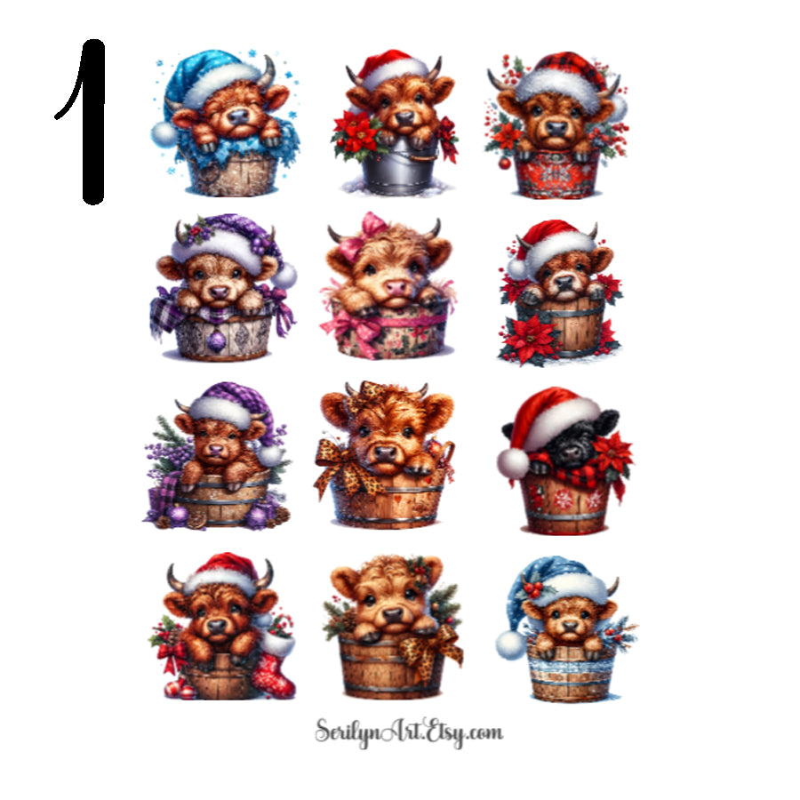 Christmas Cows Sticker Sheet