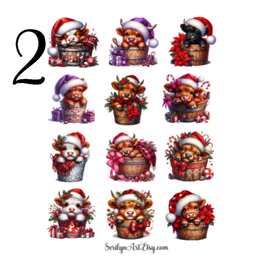 Christmas Cows Sticker Sheet