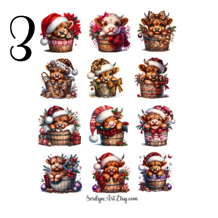 Christmas Cows Sticker Sheet