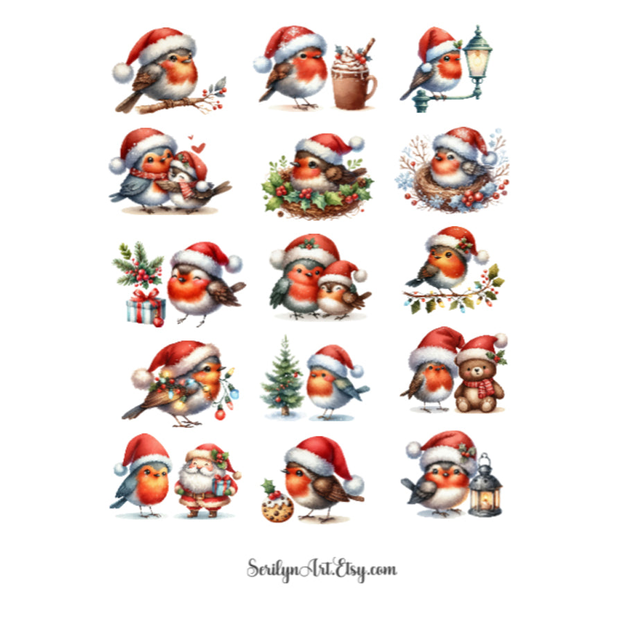 Christmas Robins Sticker Sheet
