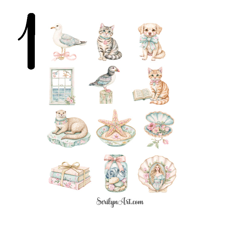 Coastal Letters Sticker Sheet