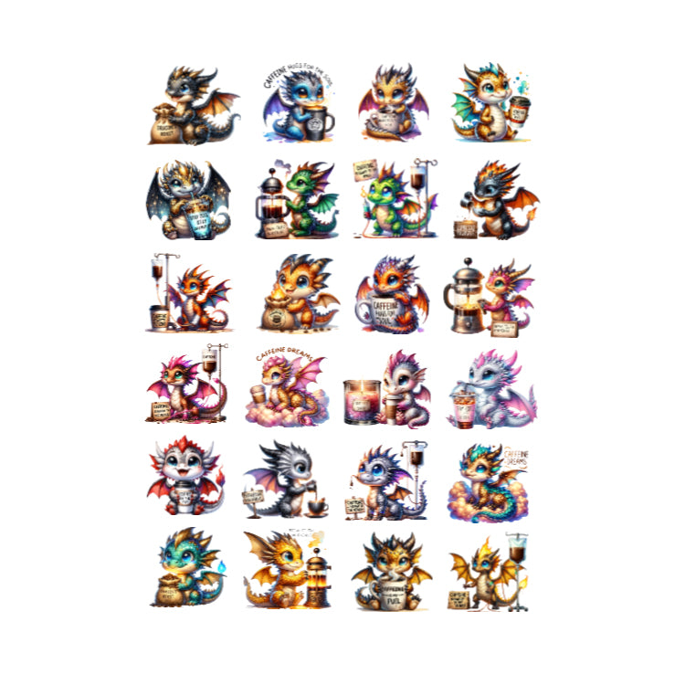 Coffee Dragons Sticker Sheet
