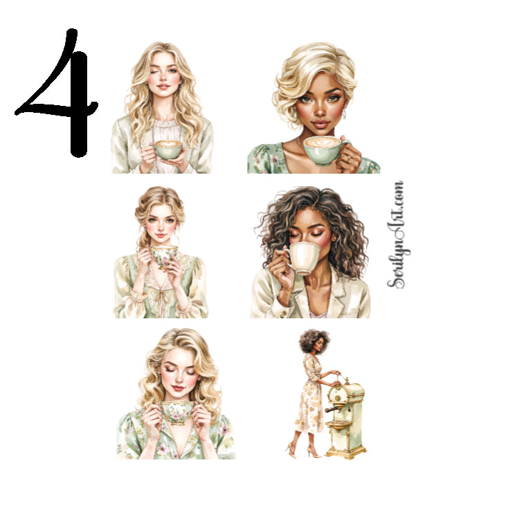 Coffee Lady Sticker Sheet