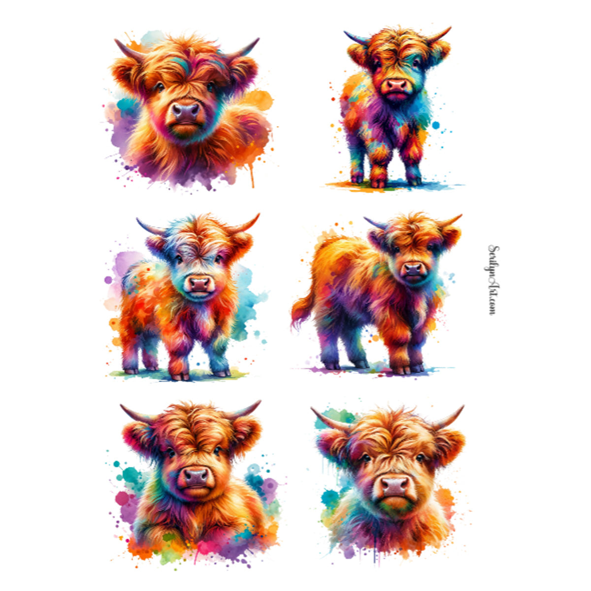 Colorful Cows Sticker Sheet