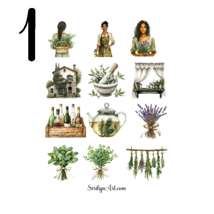 Cottagecore Herbal Apothecary Sticker Sheet
