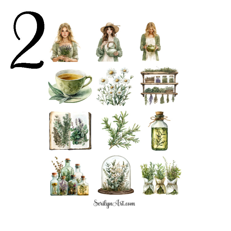 Cottagecore Herbal Apothecary Sticker Sheet