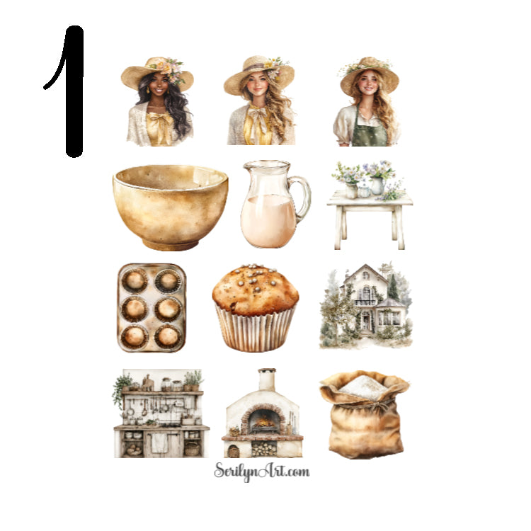 Cottagecore Rustic Baking Day Sticker Sheet