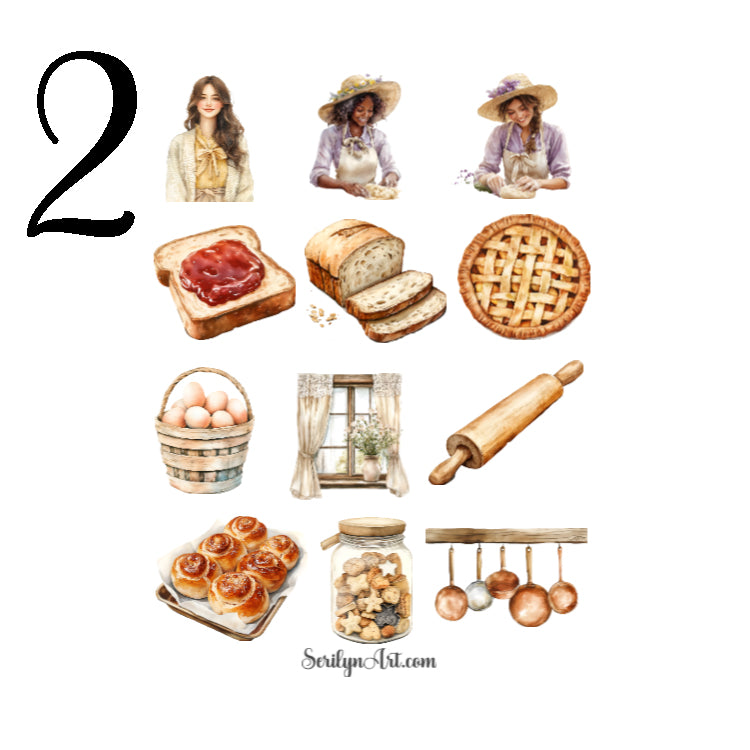 Cottagecore Rustic Baking Day Sticker Sheet