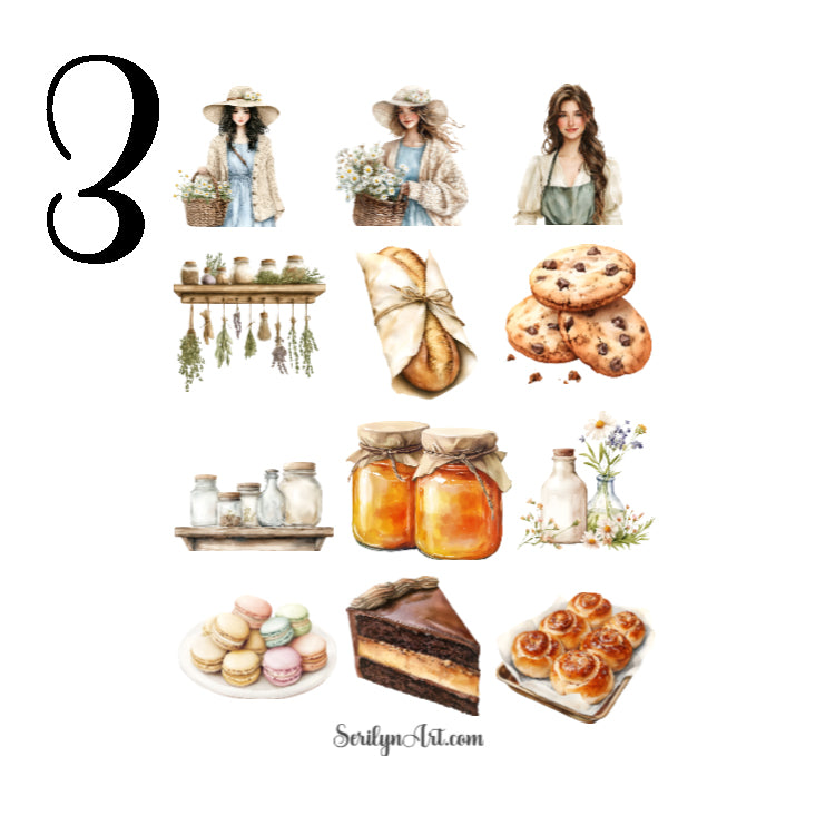 Cottagecore Rustic Baking Day Sticker Sheet