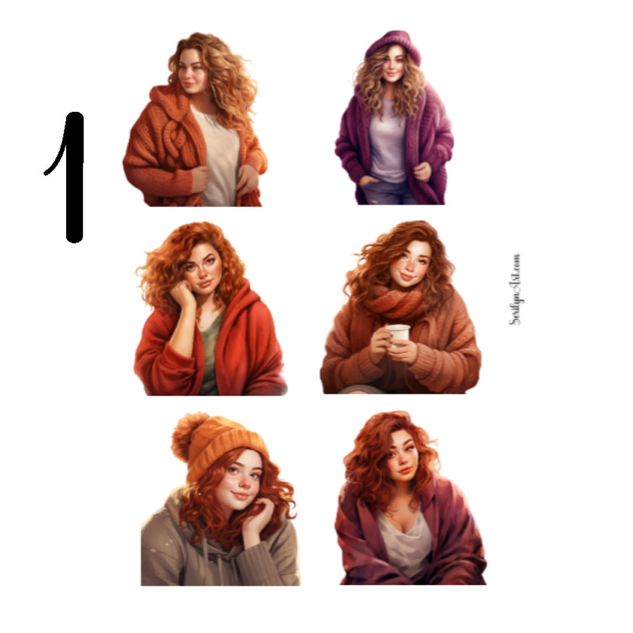 Cozy Curvy Girl Sticker Sheet