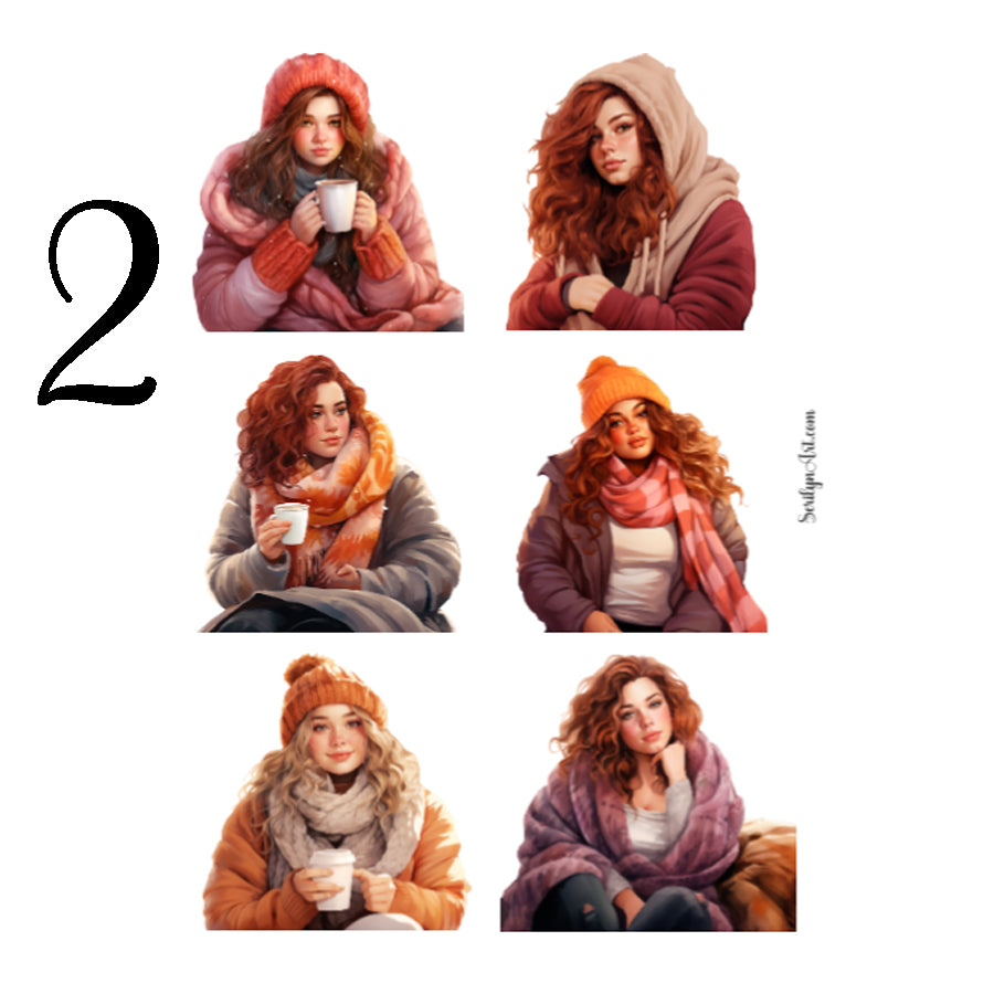 Cozy Curvy Girl Sticker Sheet