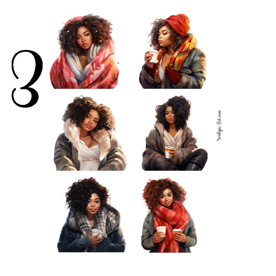 Cozy Curvy Girl Sticker Sheet