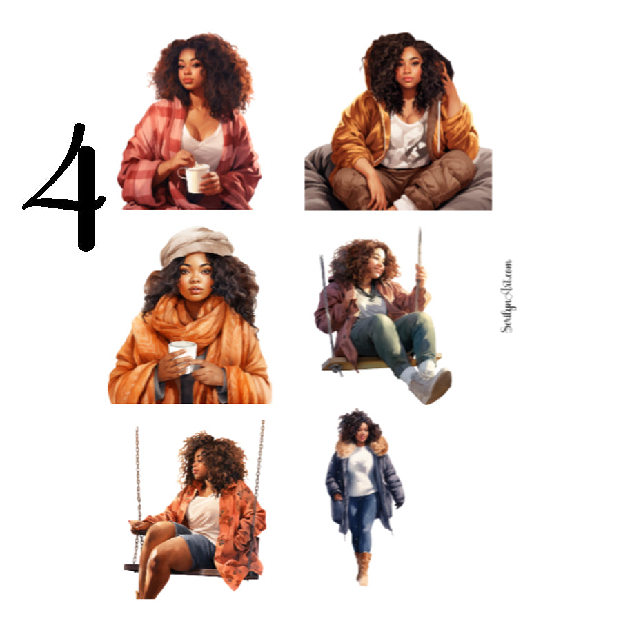 Cozy Curvy Girl Sticker Sheet