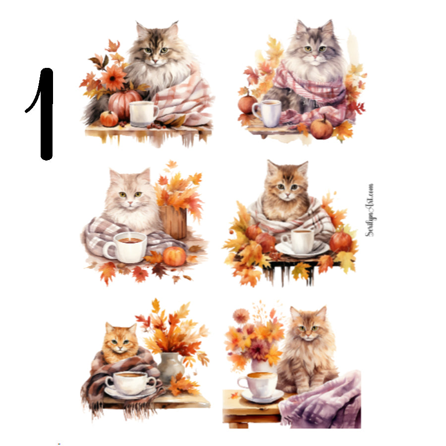 Cozy Fall Cat Sticker Sheet