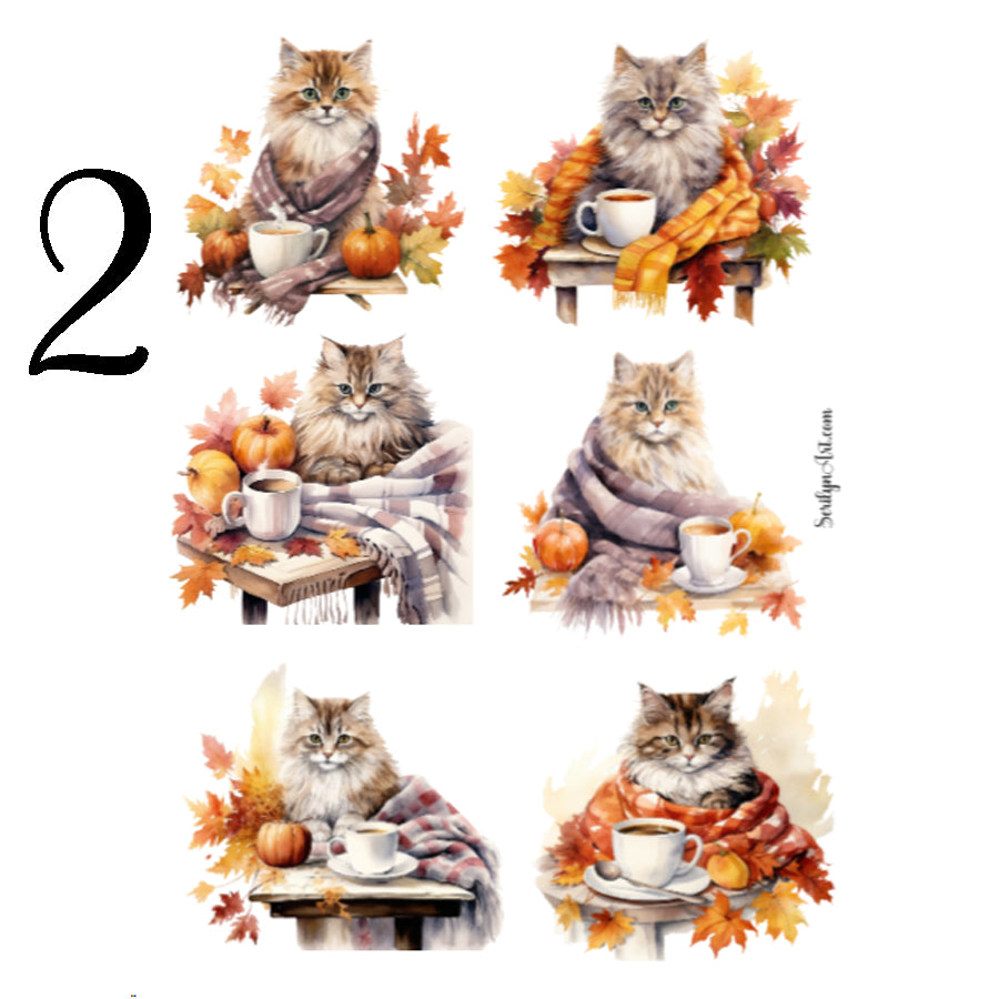 Cozy Fall Cat Sticker Sheet