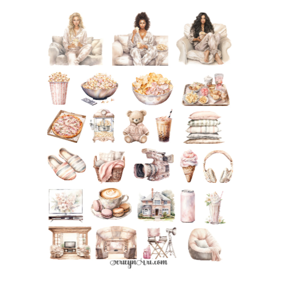 Cozy Movie Night Sticker Sheet