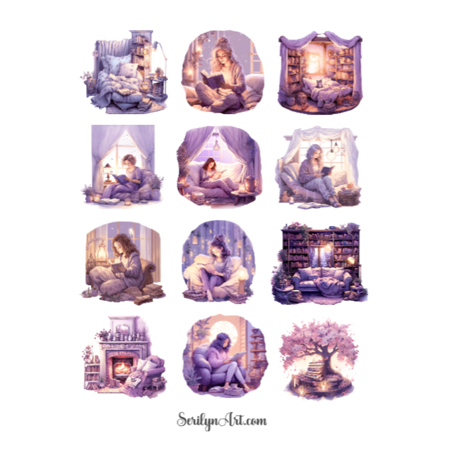 Cozy Night Reading Sticker Sheet