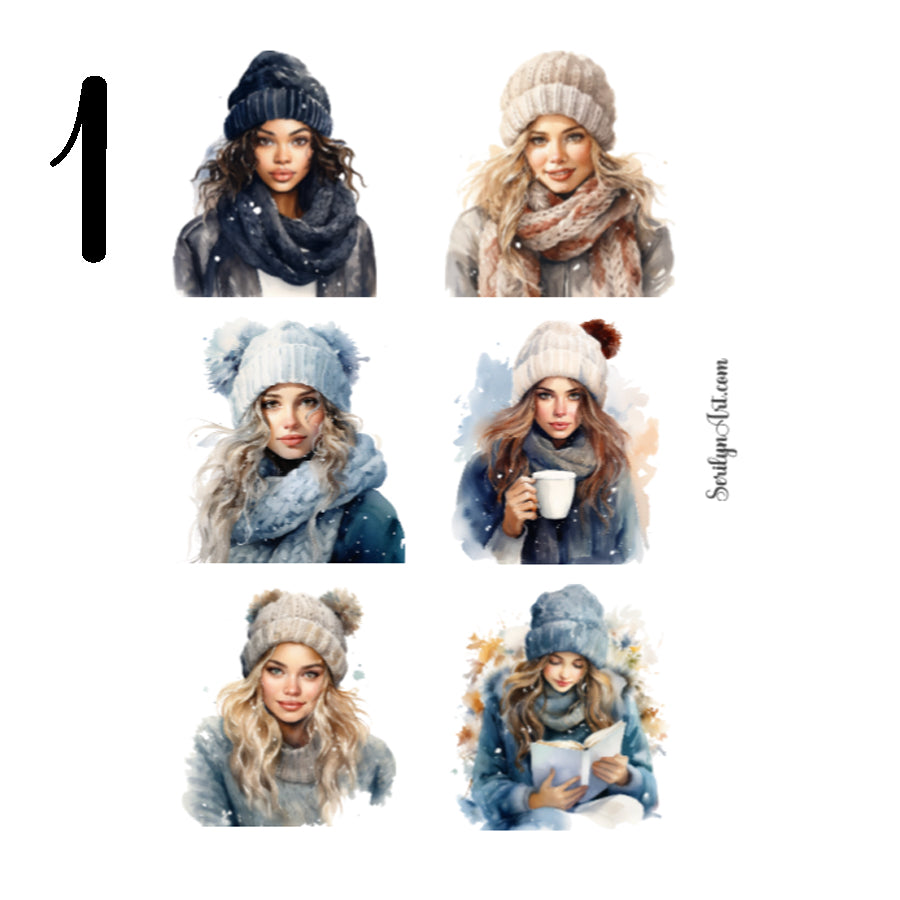 Cozy Winter Girl Sticker Sheet