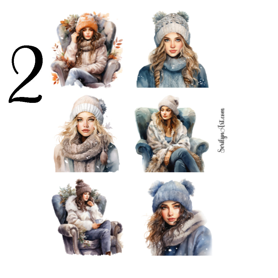 Cozy Winter Girl Sticker Sheet