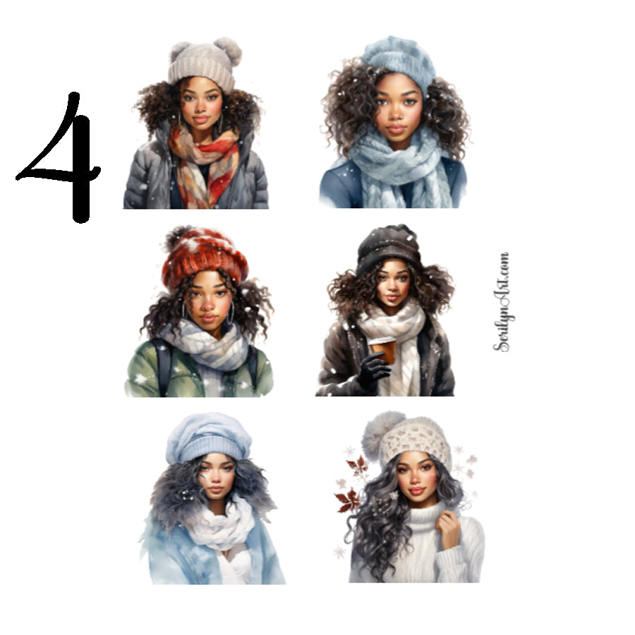 Cozy Winter Girl Sticker Sheet