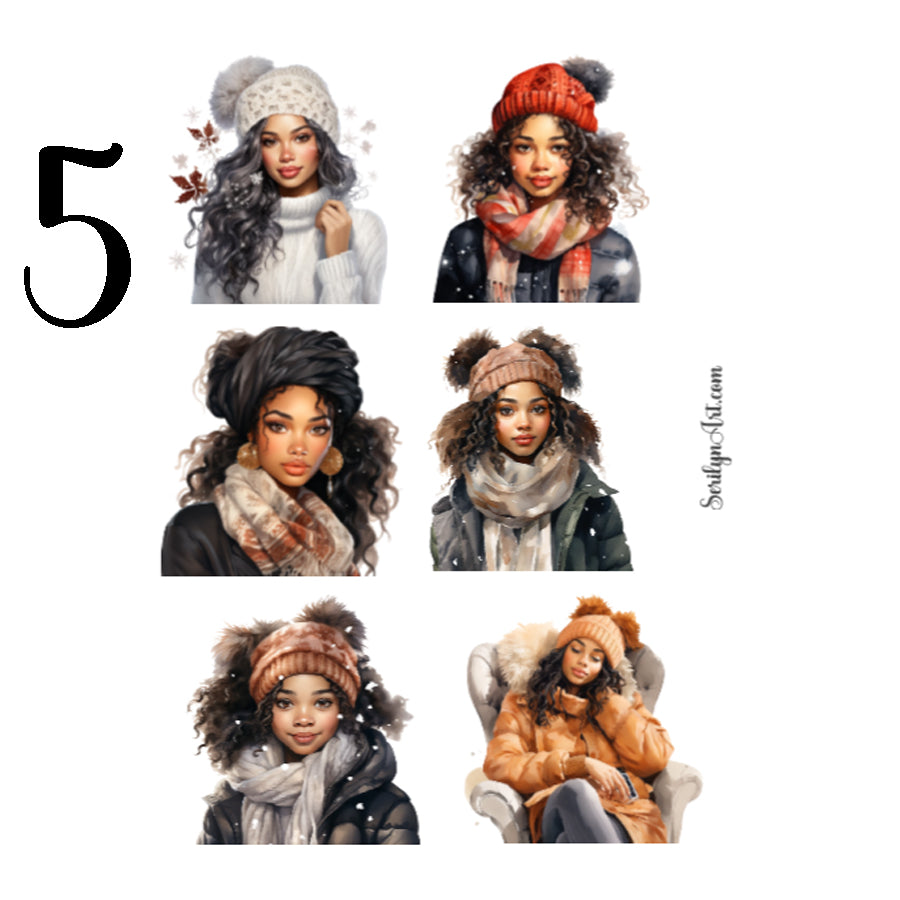 Cozy Winter Girl Sticker Sheet