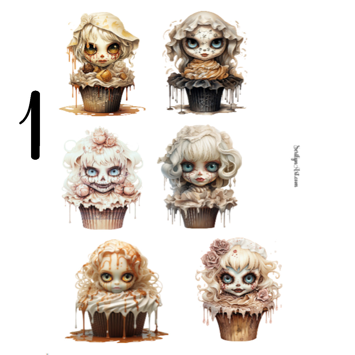 Creepy Cupcakes Sticker Sheet