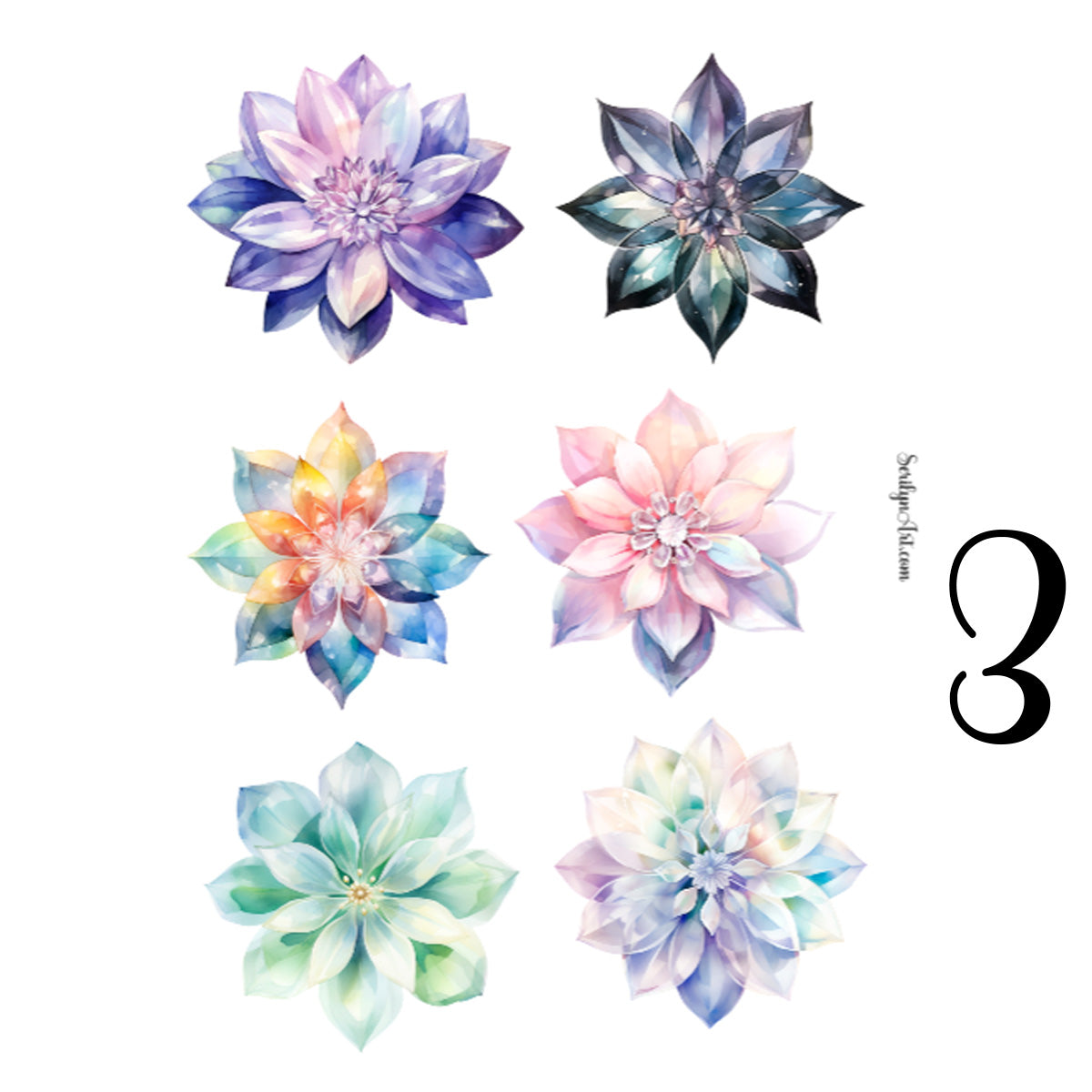 Crystal Flowers Sticker Sheet