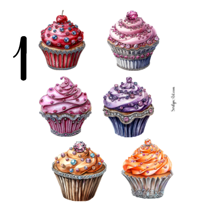 Cupcake Brooch Sticker Sheet