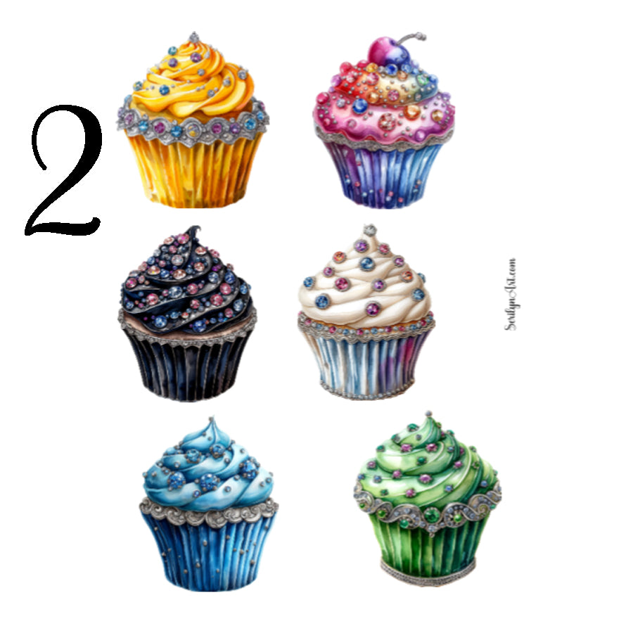 Cupcake Brooch Sticker Sheet