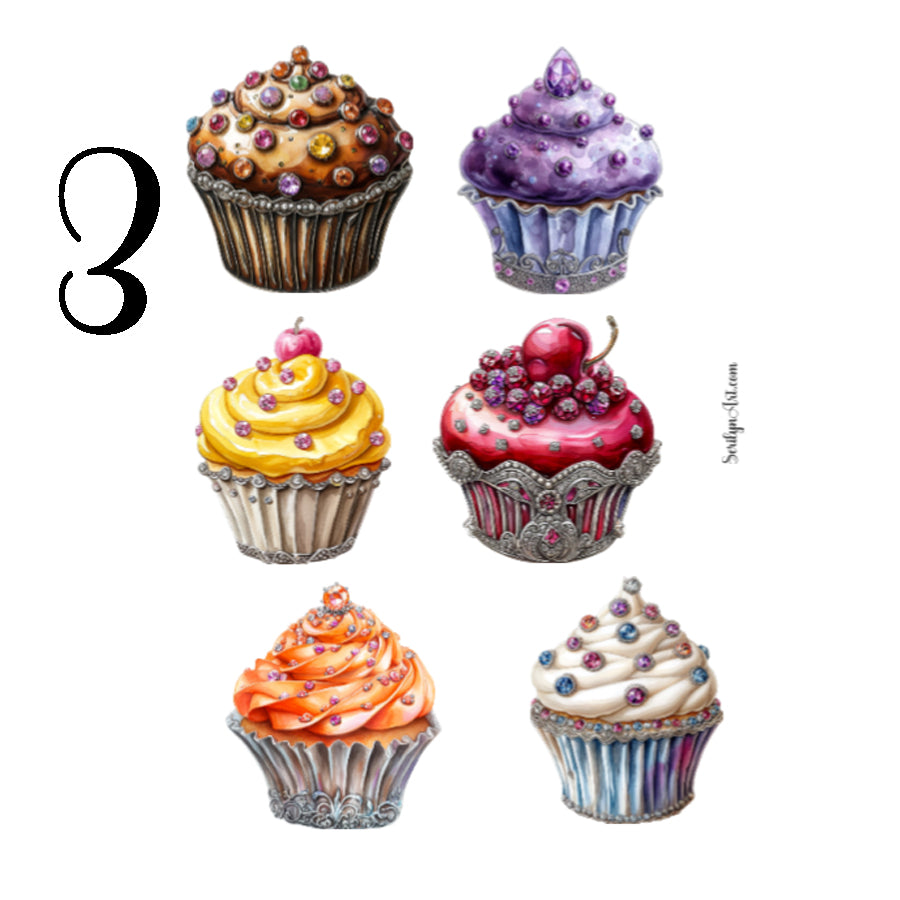 Cupcake Brooch Sticker Sheet