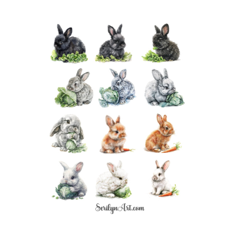 Cute Bunnies Sticker Sheet
