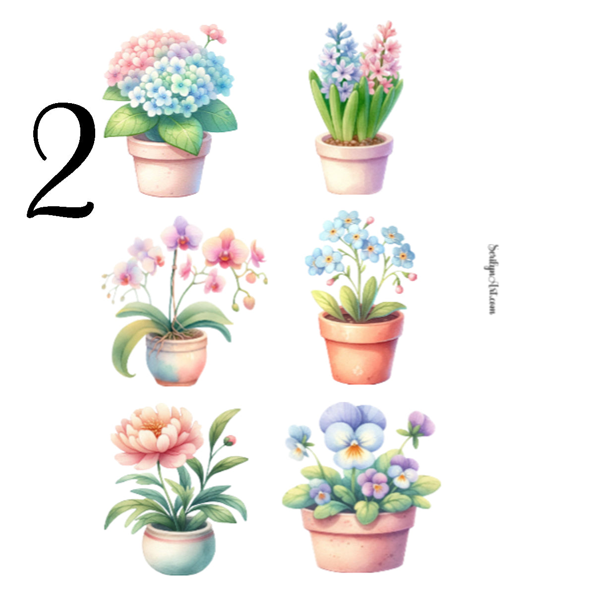 Cute Flower Pot Sticker Sheet