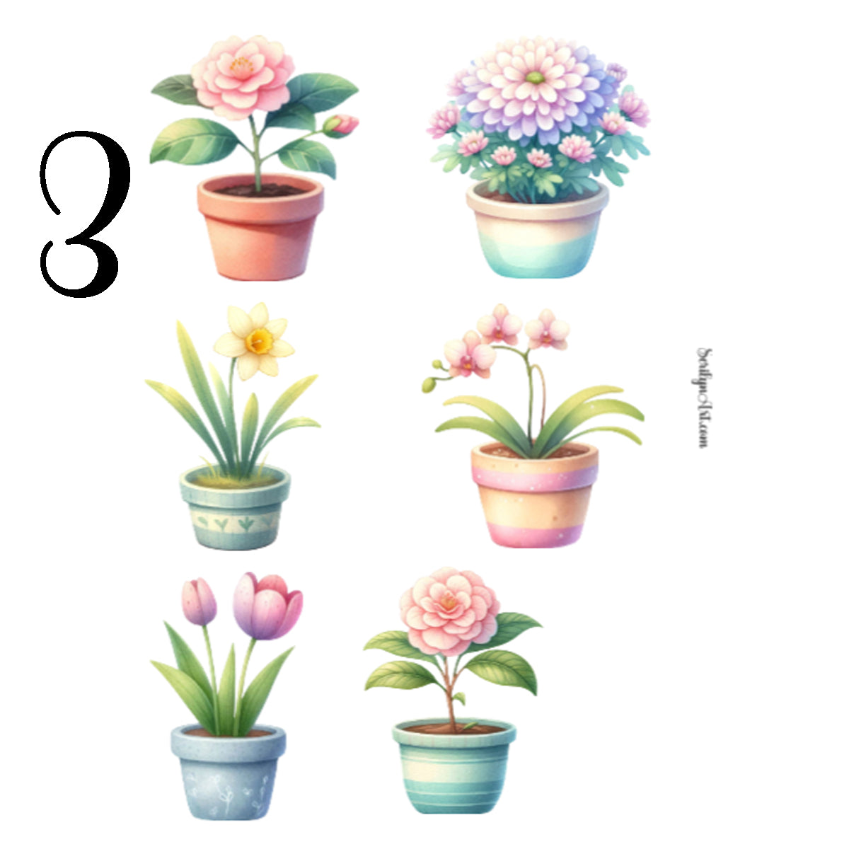 Cute Flower Pot Sticker Sheet